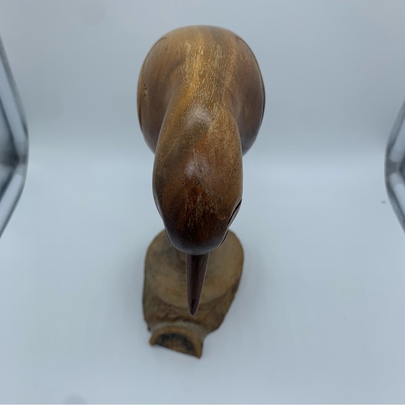 Vintage Carved Wood Bird Figurine Signed Plover By Ty 1989 - Picture 3 of 5